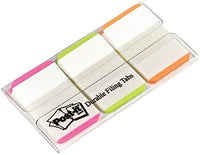 
              Post-it® Durable Filing Tabs, 1" x 1 1/2", Green/Orange/Pink Color Bars, 22 Flags Per Pad, Pack of 3 Pads
            