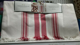 Threshold- 90"x20" Farmhouse Stripe Table Runner Cream/Red