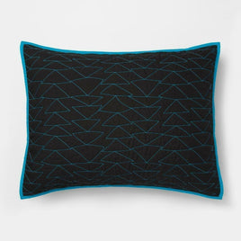 Pillowfort Triangle Stitch Pillow Shams Black and Blue Standard 20 x 26