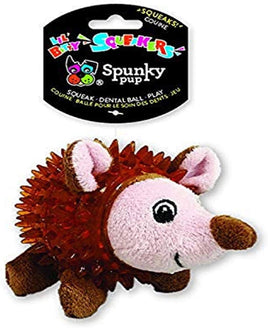 Spunky Pup Lil' Bitty Squeakers Dog Toy | Small Sized Dog Toy with Ball Squeaker | Hedgehog