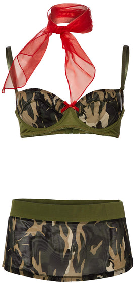 Baci Lingerie Women's Dreams Trooper Bra, Skirt and Scarf Set